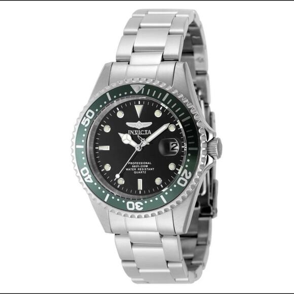 Invicta Pro Diver Men’s Watch-37.5mm, Steel (48725) Green Bezel– NEW